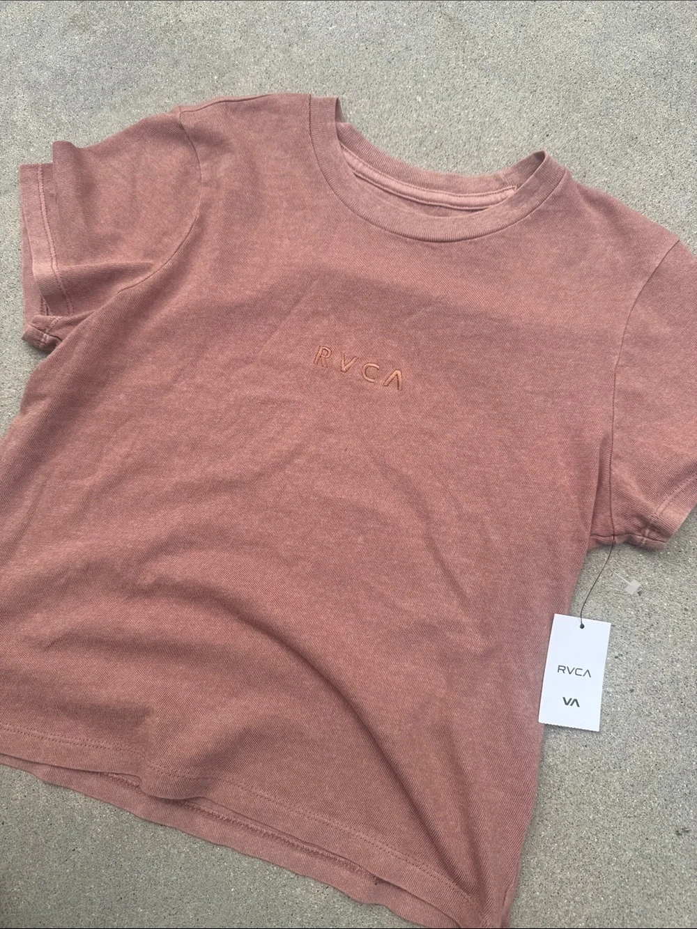RVCA Girls Dusty Rose Short Sleeve Logo Tee